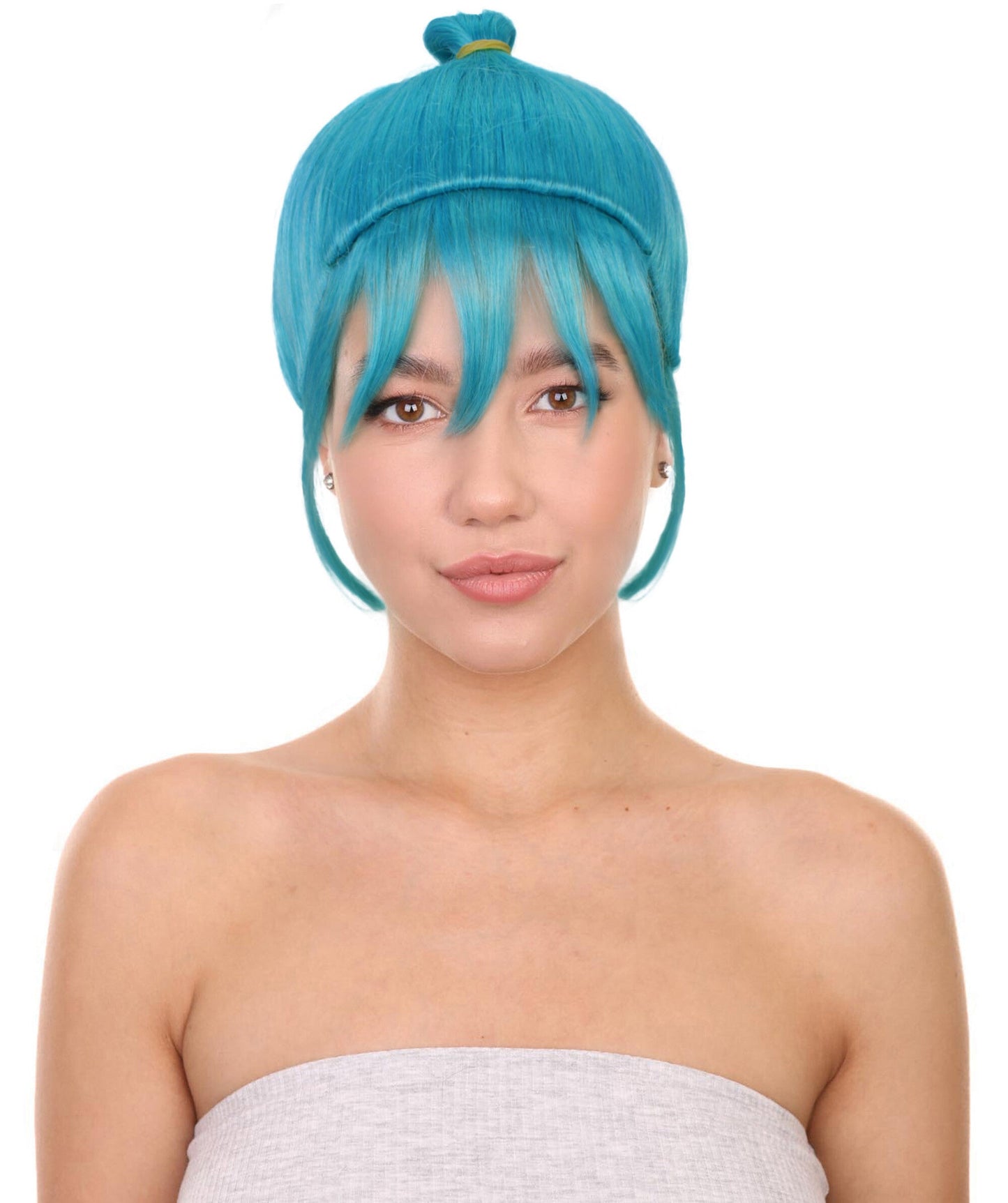 Women's Anime Scientist Blue Bangs Fringe Braided Wig I Best for Halloween I Flame-retardant Synthetic Fiber