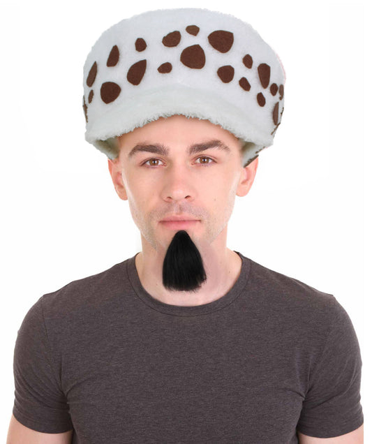 Men's Pirate Anime Law Doctor Cosplay Hat with Black Goatee 