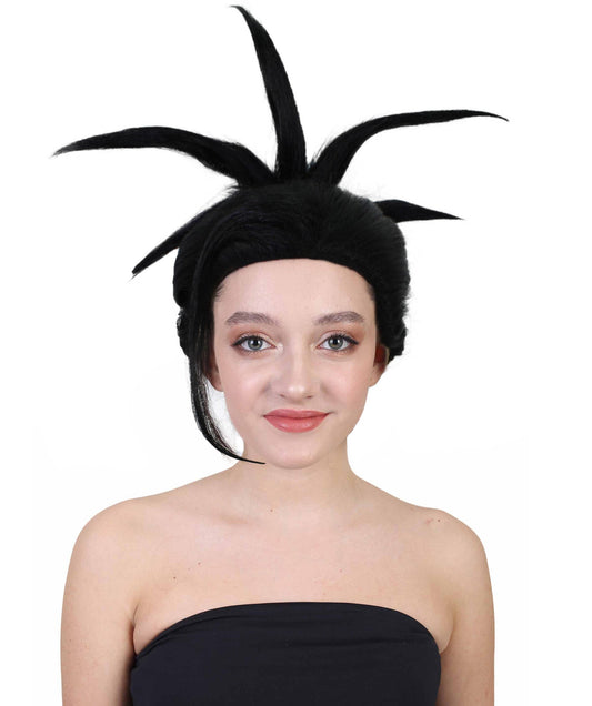 Women’s Drag Queen  Black Spiky Fancy Wig | Flame-retardant Synthetic Fiber | Best Halloween Wig