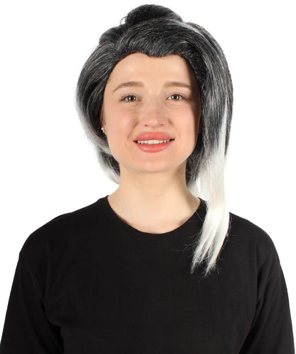 Women's Long Black & White Gaming Cosplay Wig