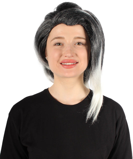 Women's Long Black & White Gaming Cosplay Wig