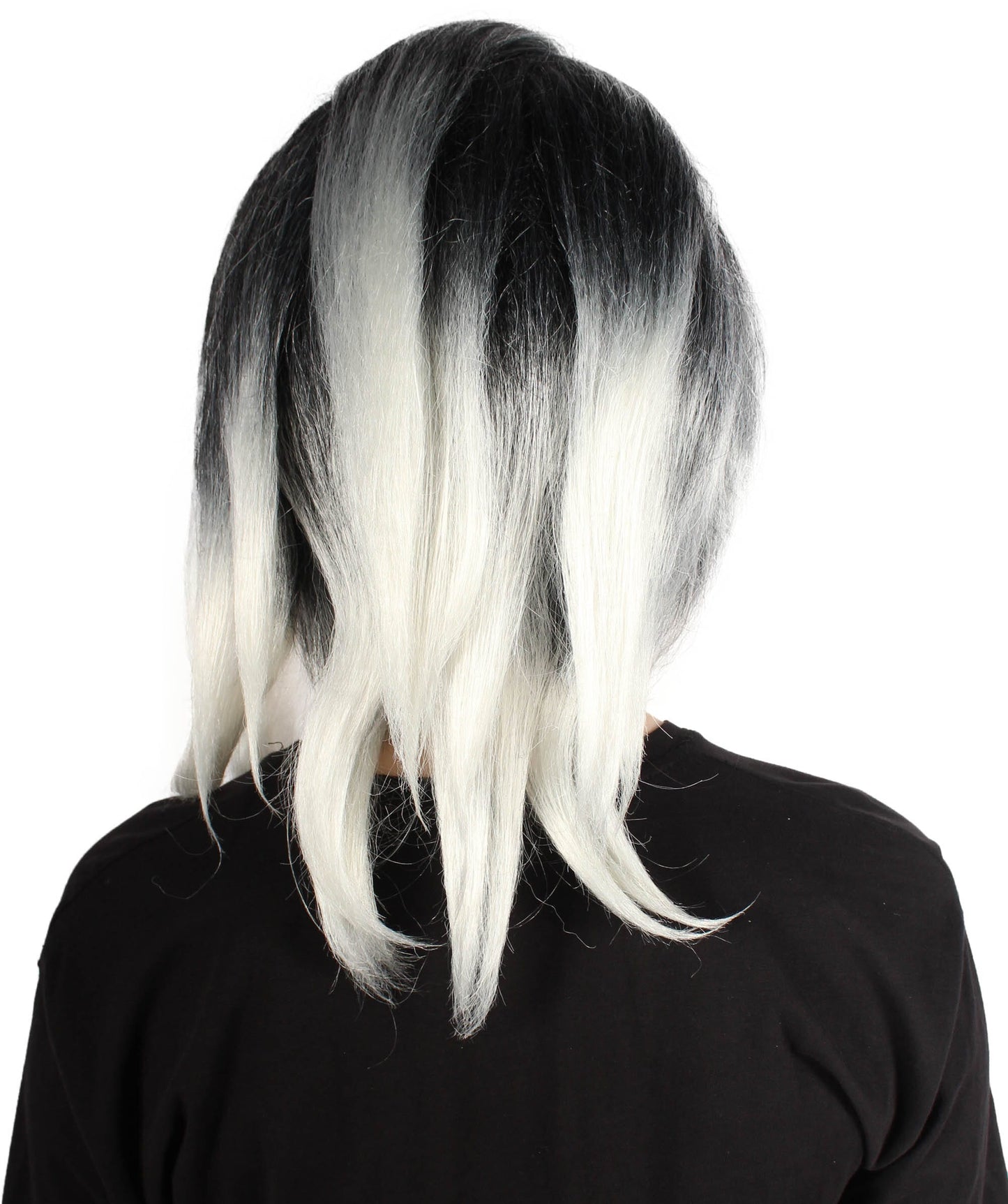 Women's Long Black & White Gaming Cosplay Wig