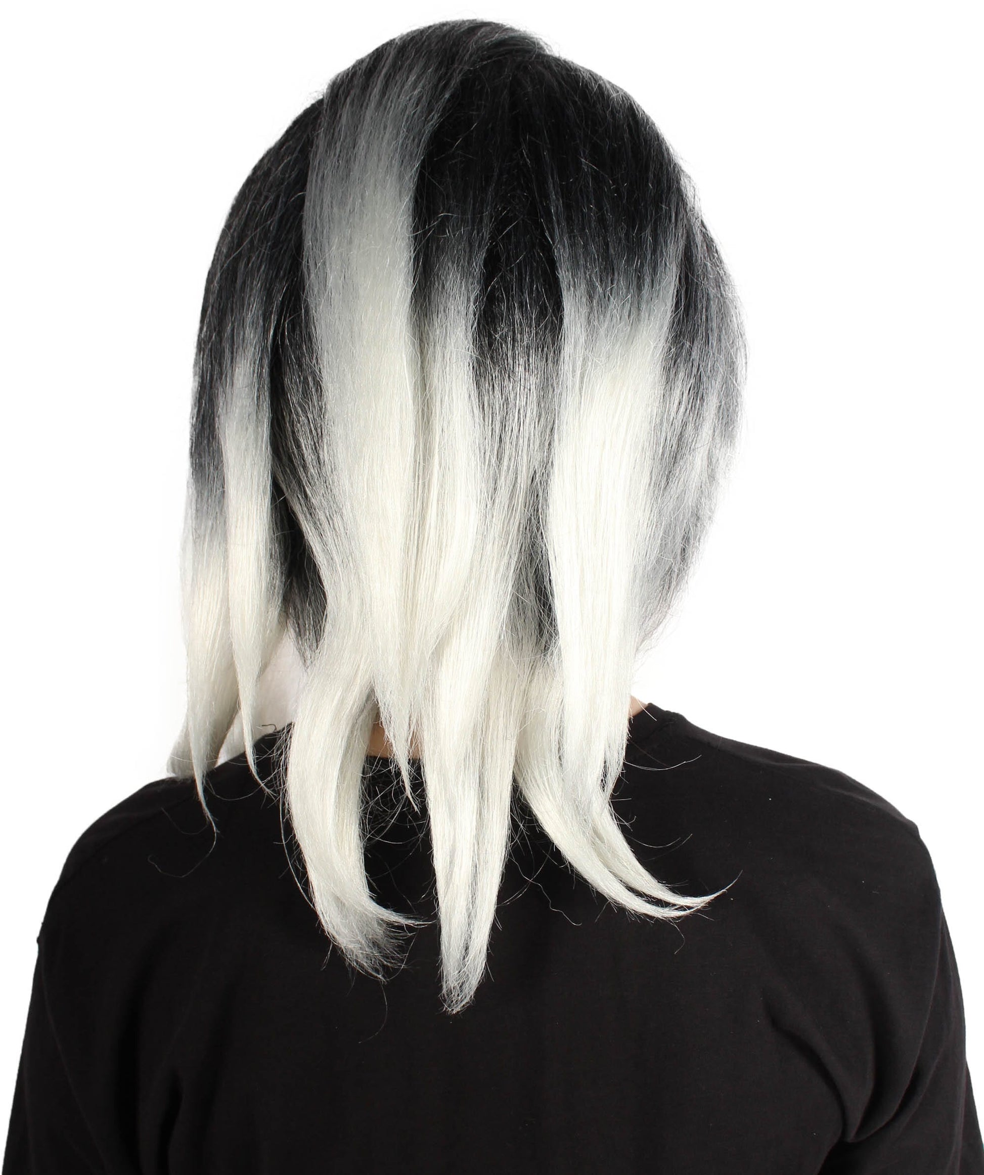 Women's Long Black & White Gaming Cosplay Wig