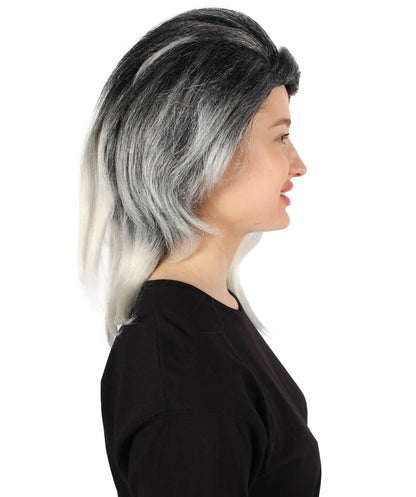 Women's Long Black & White Gaming Cosplay Wig