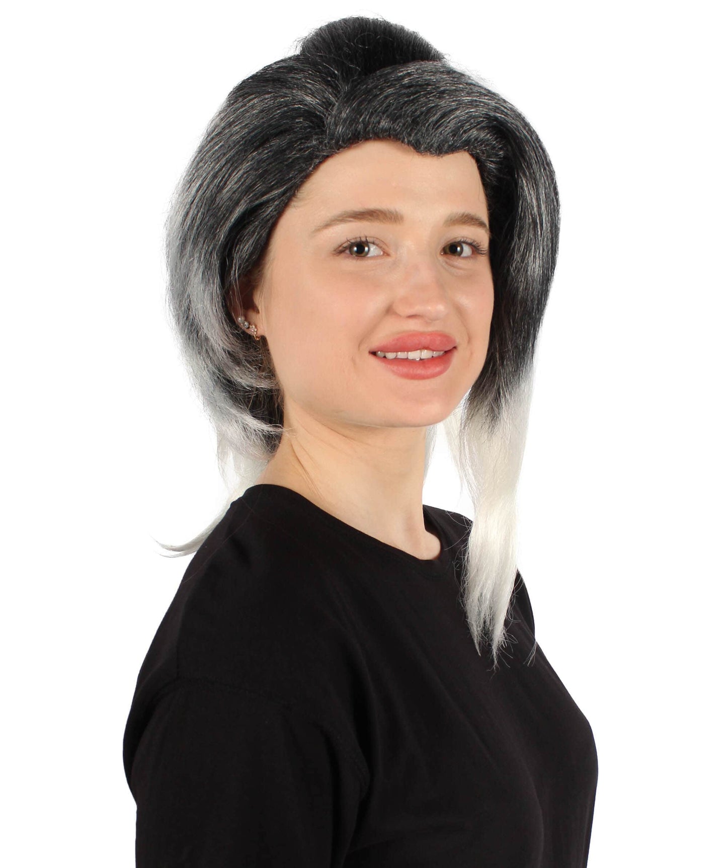Women's Long Black & White Gaming Cosplay Wig