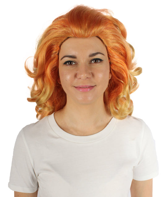 Orange Long Curly TV Cartoon Character Wig