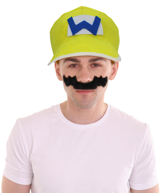 Men's Video Game Super Costume Kit with Hat Mustache | Best for Halloween | Flame-retardant Synthetic Material