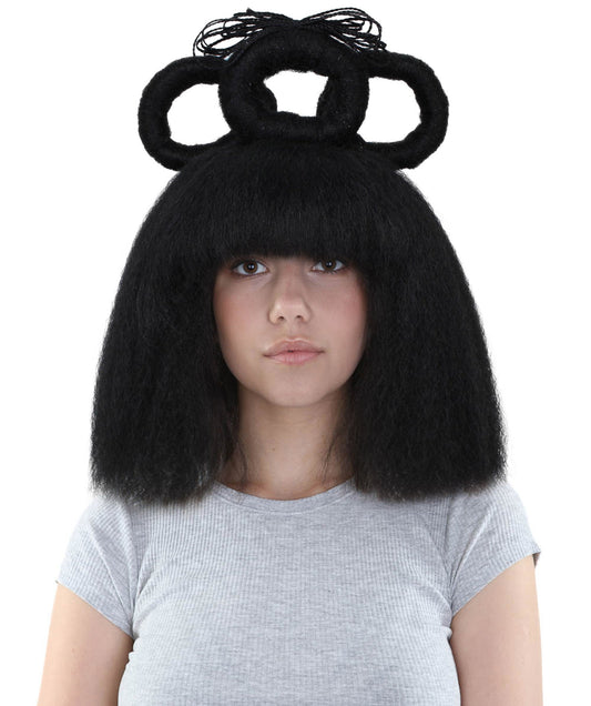 Women’s Black Updo Geisha wig I Perfect For Halloween I Flame-retardant Synthetic Fiber