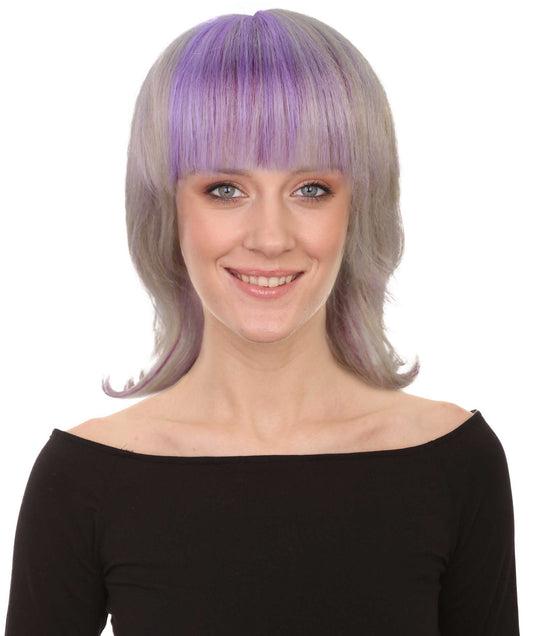 Blonde mix mullet purple wig