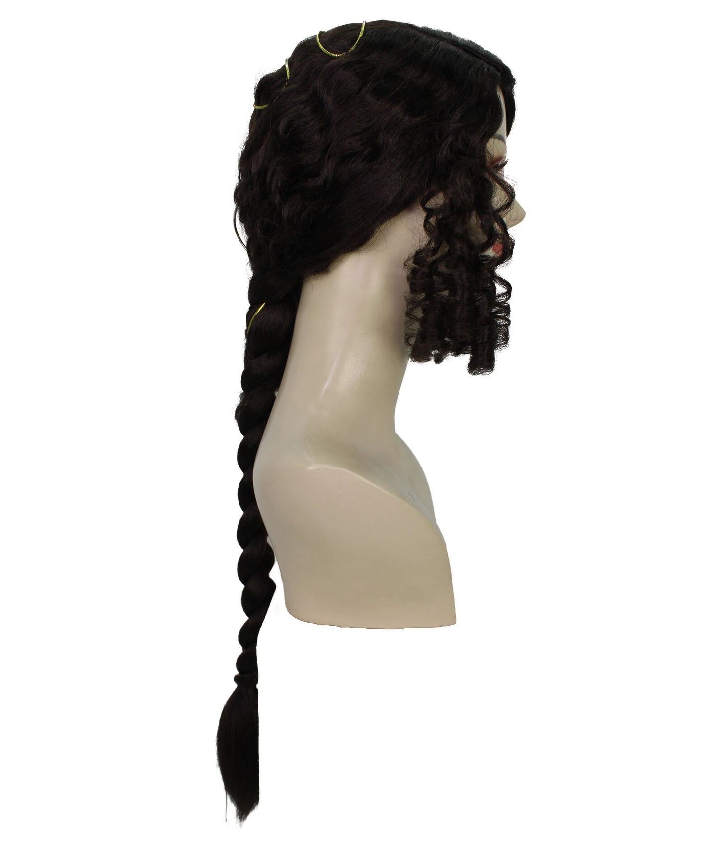 Women’s Wizard World Dark Curly Witch Wig | with long braid Best for Halloween | Flame-retardant Synthetic Fiber