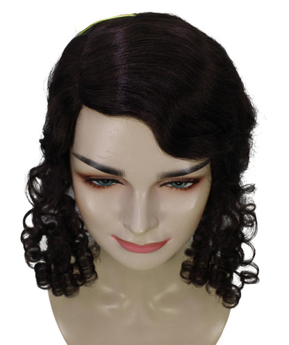 Women’s Wizard World Dark Curly Witch Wig | with long braid Best for Halloween | Flame-retardant Synthetic Fiber