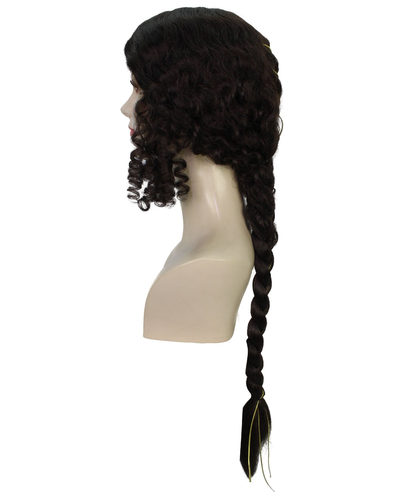 Women’s Wizard World Dark Curly Witch Wig | with long braid Best for Halloween | Flame-retardant Synthetic Fiber