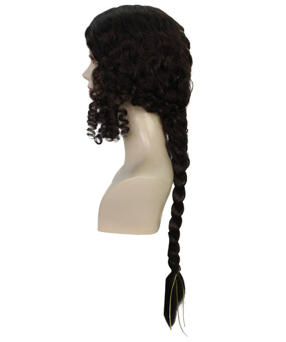 Women’s Wizard World Dark Curly Witch Wig | with long braid Best for Halloween | Flame-retardant Synthetic Fiber