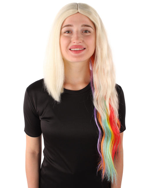 Women’s American Max Singer Blonde Multicolor Wig | Best for Halloween | Flame-retardant Synthetic Fiber