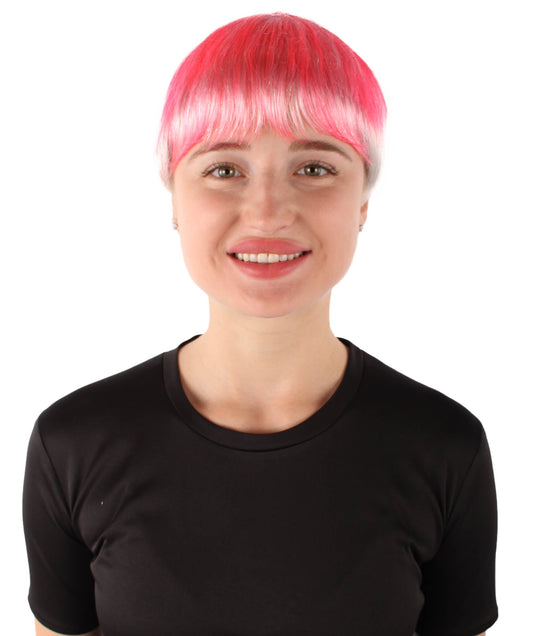 Women’s American Musician Short Pink Fancy Wig | Best for Halloween | Flame-retardant Synthetic Fiber