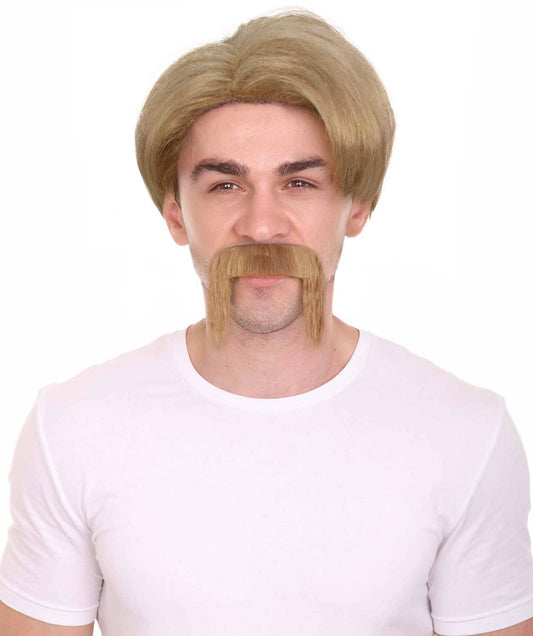 Martial Artist Chuck Blond Wig With Mustache I Breathable Capless Cap I Flame-retardant Synthetic Fiber
