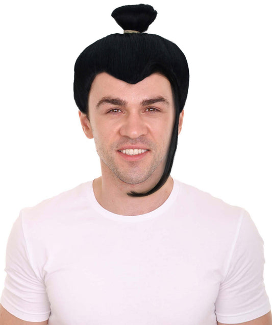 Men’s Striking Multiple Anime Villain Wig With A Bun I Best for Halloween I Flame-retardant Synthetic Fiber