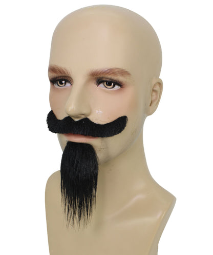 Men’s Van Dyke Beard And Mustache Set | Adhesive Strip for Comfortable Fit | Flame-retardant Synthetic FIber