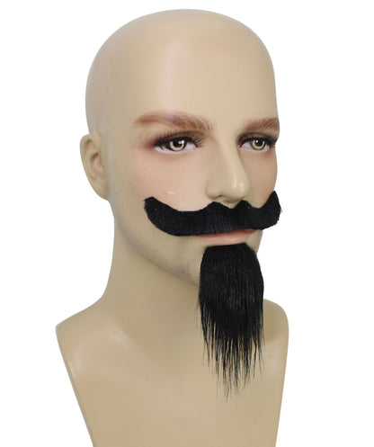 Men’s Van Dyke Beard And Mustache Set | Adhesive Strip for Comfortable Fit | Flame-retardant Synthetic FIber