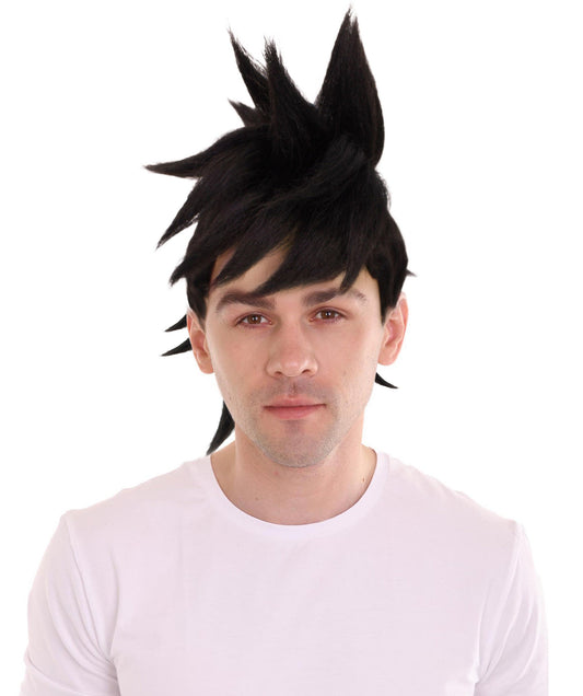 HPO  Men’s Demon Hunter Short Spiky Anime Wig I Breathable Capless Cap I Flame-retardant Synthetic Fiber