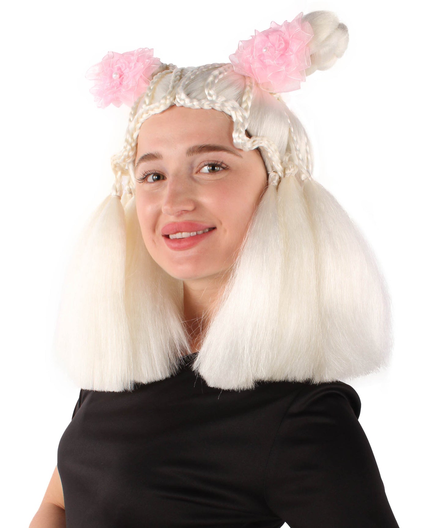 HPO  Women's Sister Doll White Wig, Best for Halloween, Flame-retardant Synthetic Fiber