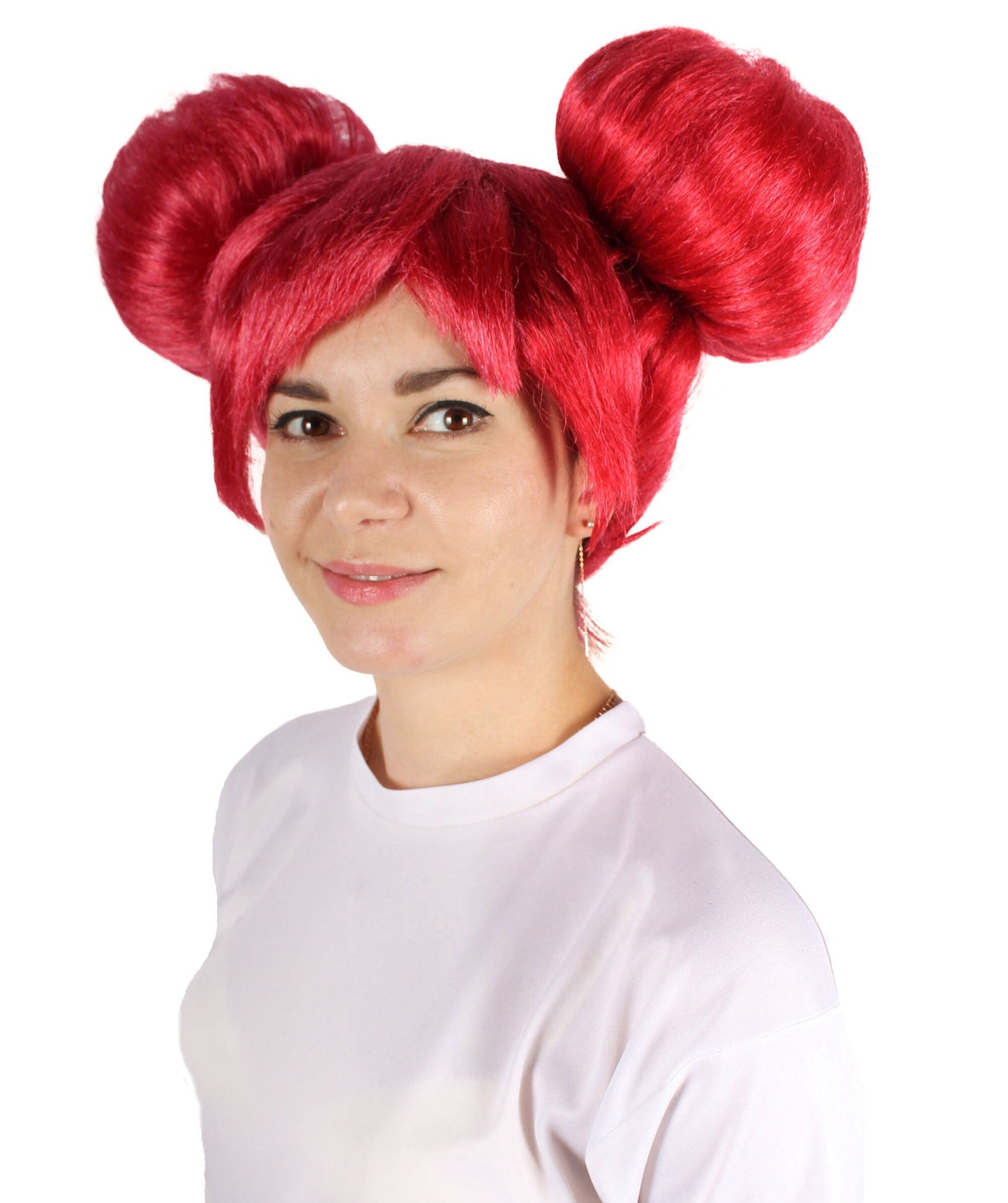 HPO  Women's Japanese Magical Girl red Bun Wig | Best for Halloween | Flame-retardant Synthetic Fiber