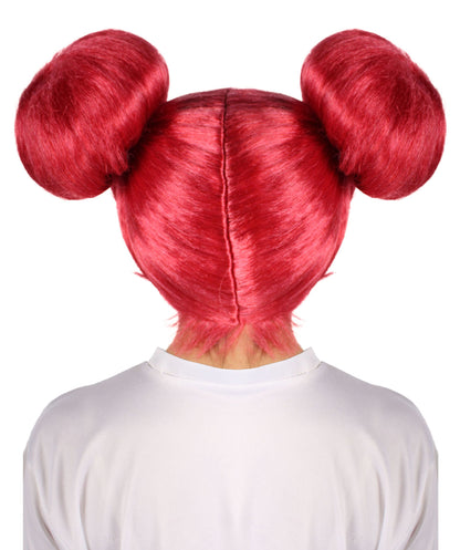 HPO  Women's Japanese Magical Girl red Bun Wig | Best for Halloween | Flame-retardant Synthetic Fiber