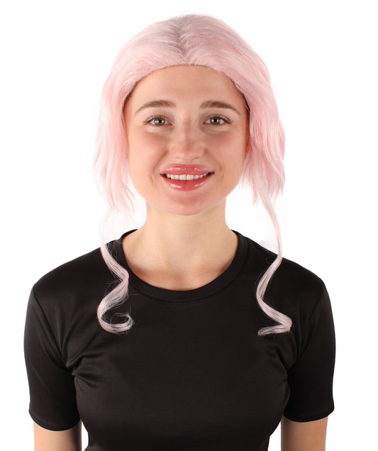 HPO  Women's American Rapper Pink Short Wig, Best for Halloween, Flame-retardant Synthetic Fiber