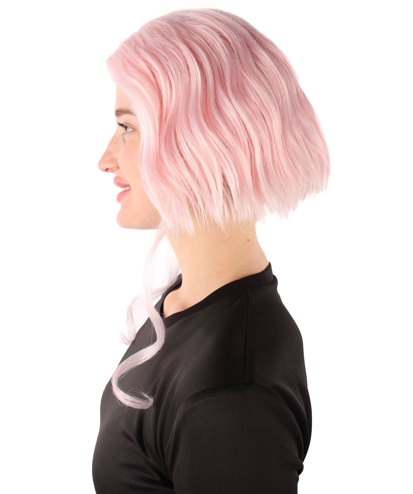 HPO  Women's American Rapper Pink Short Wig, Best for Halloween, Flame-retardant Synthetic Fiber
