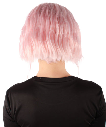 HPO  Women's American Rapper Pink Short Wig, Best for Halloween, Flame-retardant Synthetic Fiber