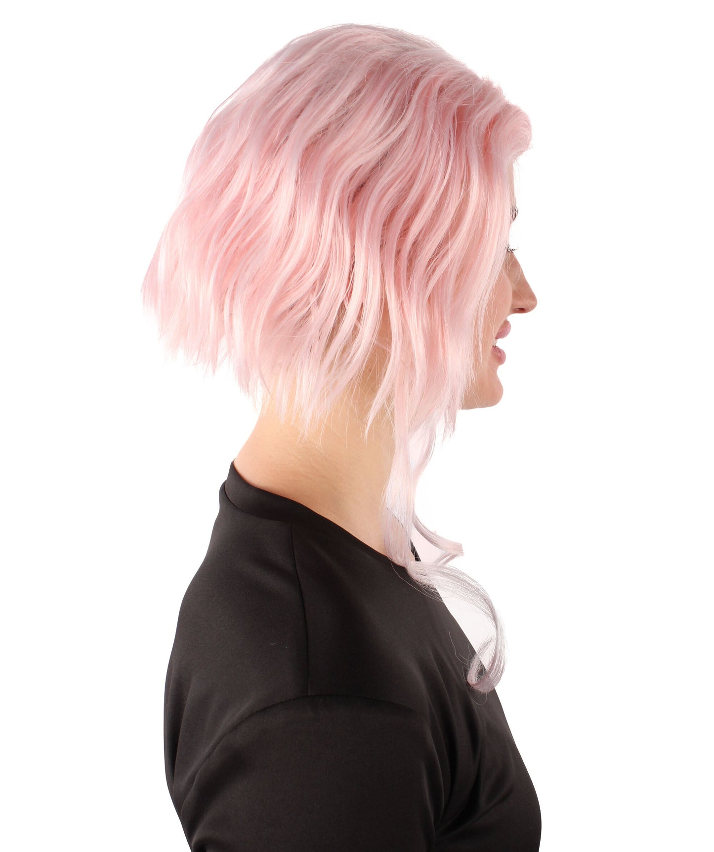 HPO  Women's American Rapper Pink Short Wig, Best for Halloween, Flame-retardant Synthetic Fiber