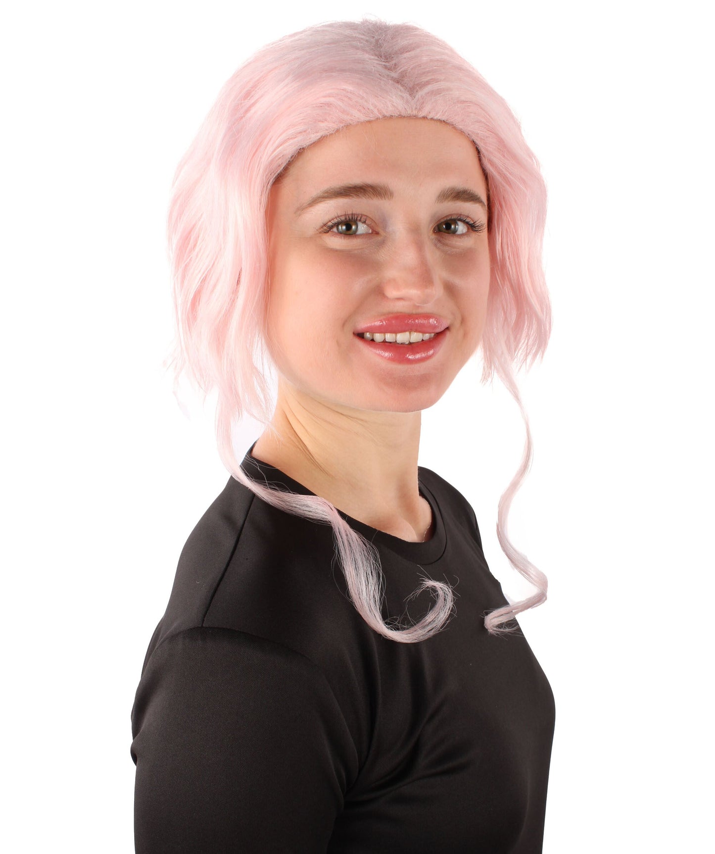 HPO  Women's American Rapper Pink Short Wig, Best for Halloween, Flame-retardant Synthetic Fiber