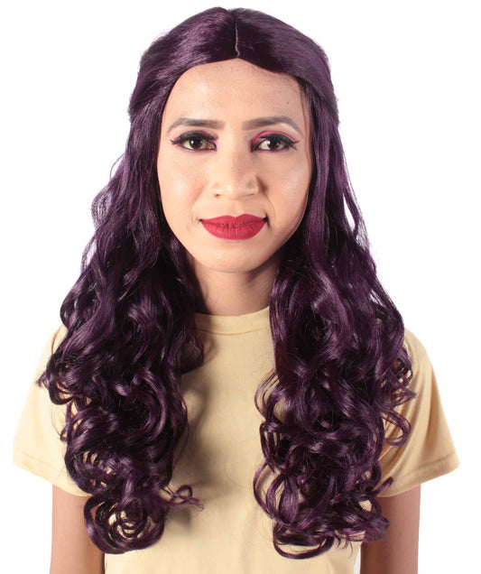 Dark Purple Long Curly Colorful Cosplay Base Wig