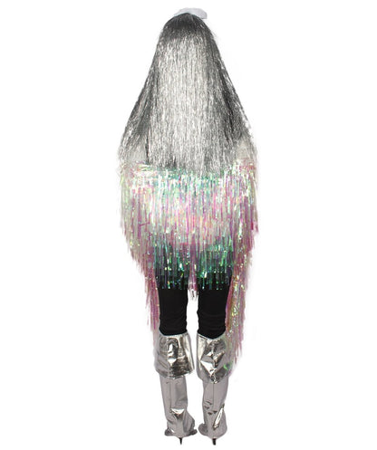 White Holographic Unisex Tinsel Jacket Costume