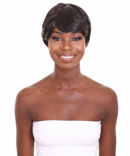 Women's 10" in. Capless Cap Heat Resistant Iconic Short Pixie Black Wigs - Designed with Adjustable Lining for Universal Comfort - Heat Resistant Synthetic Fibers | Nunique