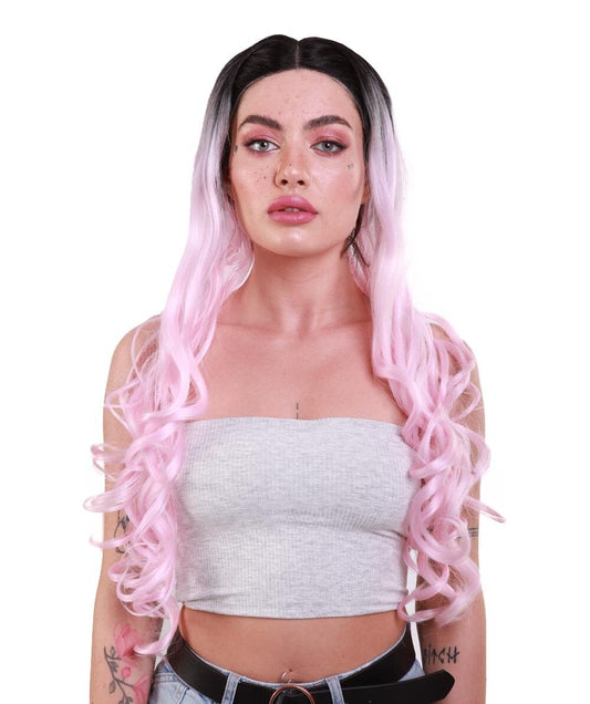 Saldana Long Loose Pastel Lace Front Curls with Dark Roots and Bun -  Fashion Wigs | Nunique