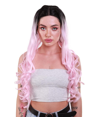 Saldana Long Loose Pastel Lace Front Curls with Dark Roots and Bun -  Fashion Wigs | Nunique