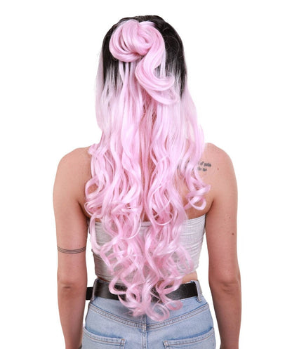 Saldana Long Loose Pastel Lace Front Curls with Dark Roots and Bun -  Fashion Wigs | Nunique