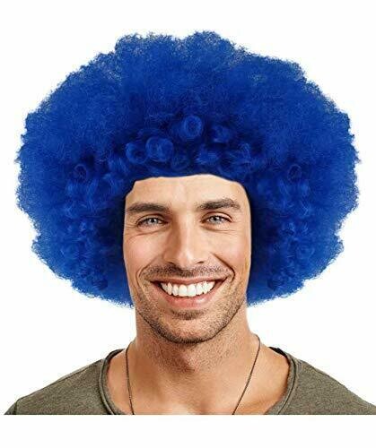 Banana Costume Super Afro Scary Clown 70's Disco Halloween Wig, Blue | Goods By BC