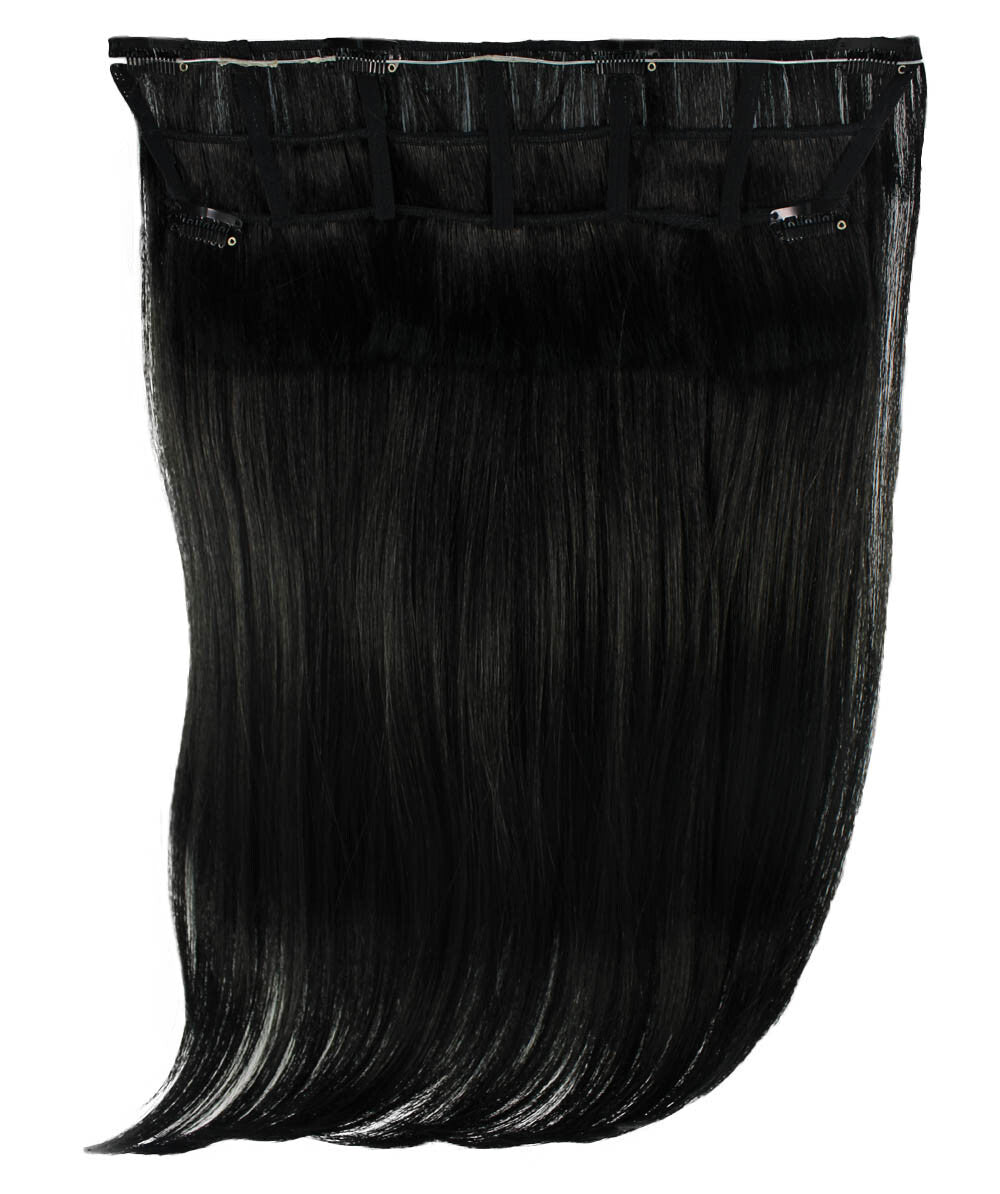 HPO Straight Dark Black High Heat Clip-In Synthetic Extension (16 in) ST-002…