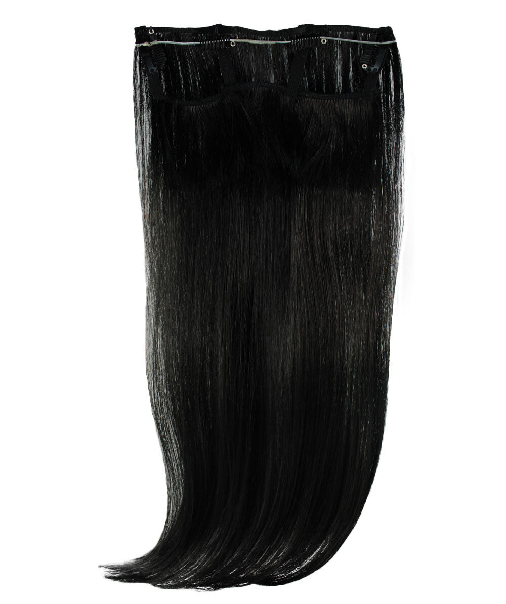 HPO Straight Dark Black High Heat Clip-In Synthetic Extension (16 in) ST-002…