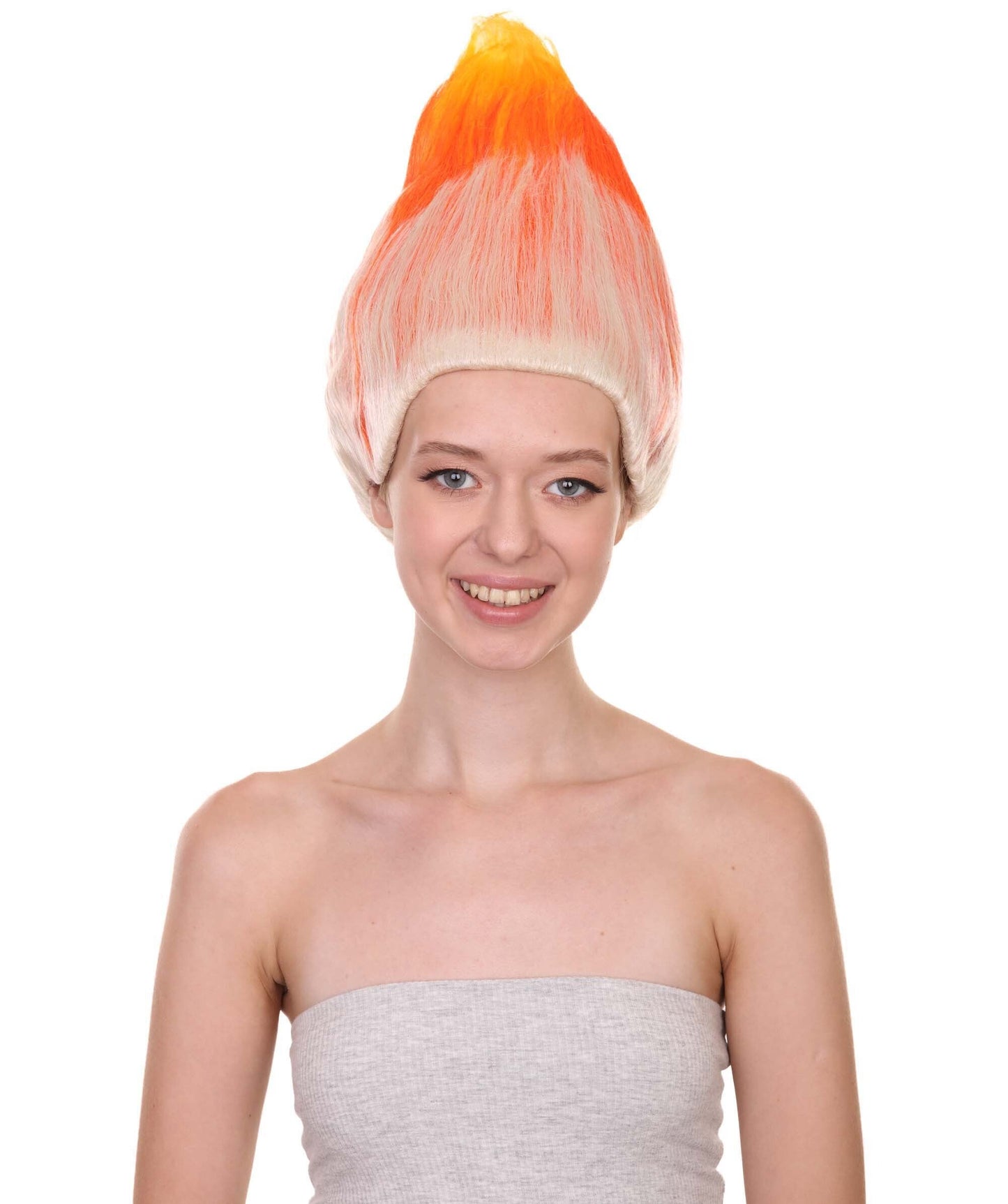 Women's Dwarf Wigs | Fancy Orange & White Trolls Wigs | Premium Breathable Capless Cap | HPO
