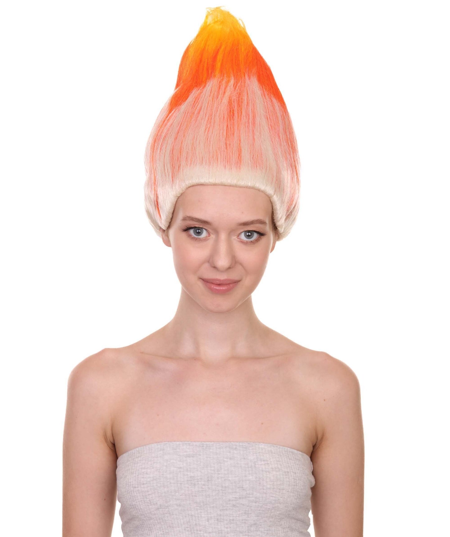 Women's Dwarf Wigs | Fancy Orange & White Trolls Wigs | Premium Breathable Capless Cap | HPO