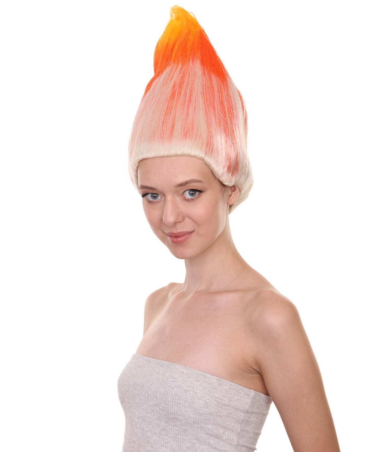 Women's Dwarf Wigs | Fancy Orange & White Trolls Wigs | Premium Breathable Capless Cap | HPO