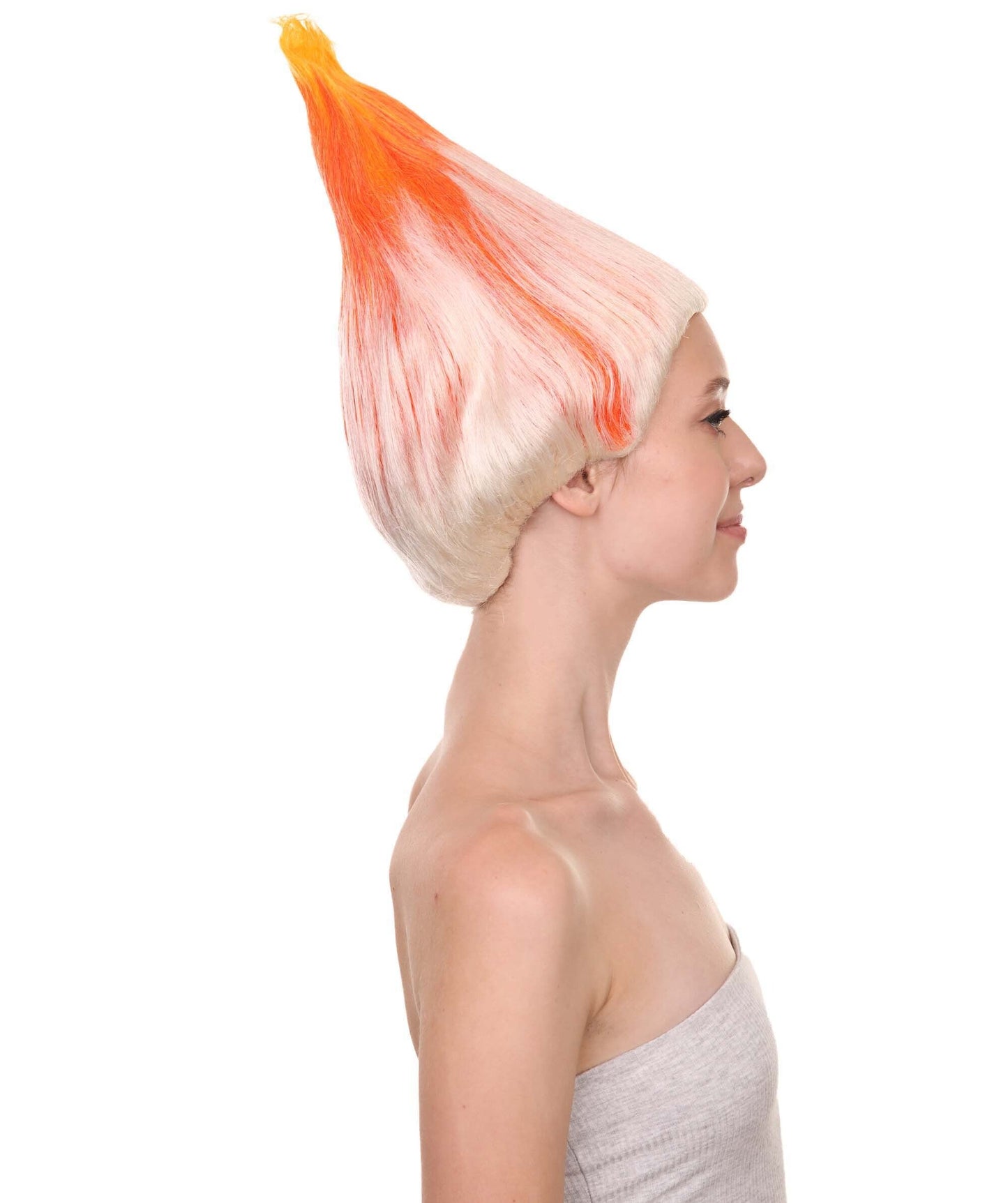 Women's Dwarf Wigs | Fancy Orange & White Trolls Wigs | Premium Breathable Capless Cap | HPO