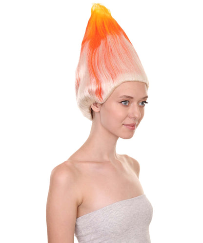 Women's Dwarf Wigs | Fancy Orange & White Trolls Wigs | Premium Breathable Capless Cap | HPO